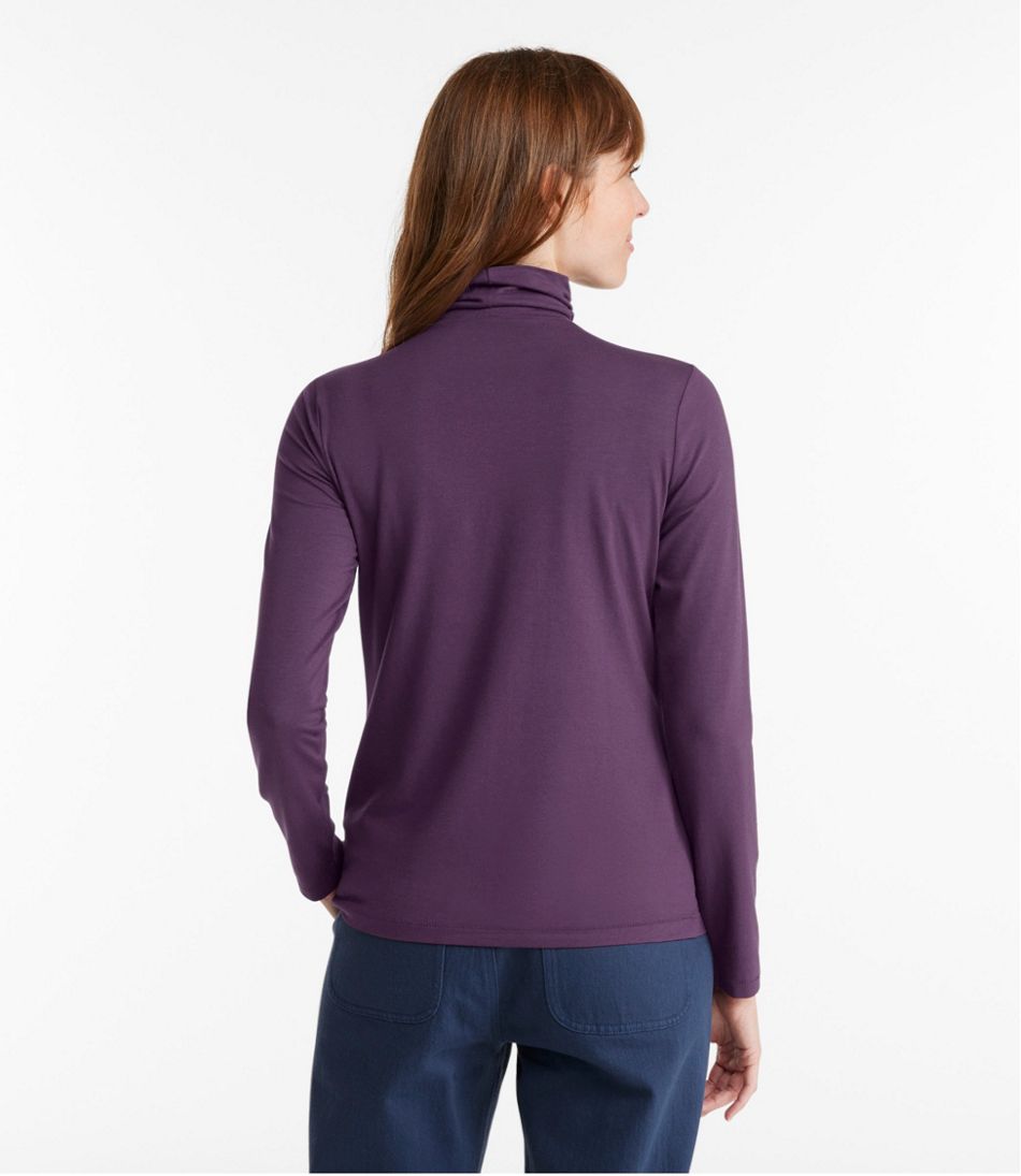Women's Soft Stretch Supima-Blend Tee, Turtleneck | L.L.Bean Great Value