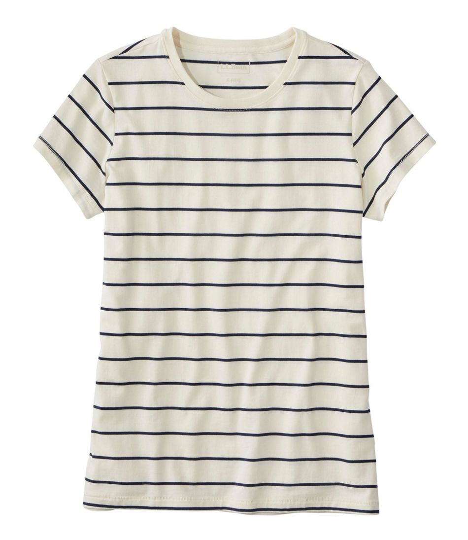 Women's Soft Stretch Supima-Blend Tee, Crewneck Short-Sleeve Striped | L.L.Bean Trending
