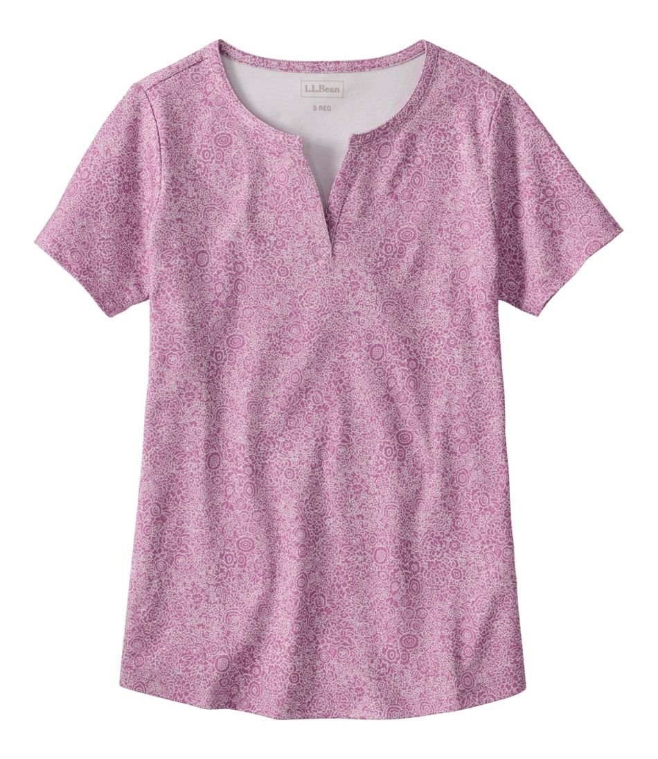 Women's L.L.Bean Tee, Short-Sleeve Notch-Neck Print | L.L.Bean Signature