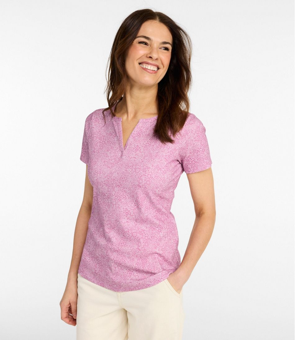 Women's L.L.Bean Tee, Short-Sleeve Notch-Neck Print | L.L.Bean Signature