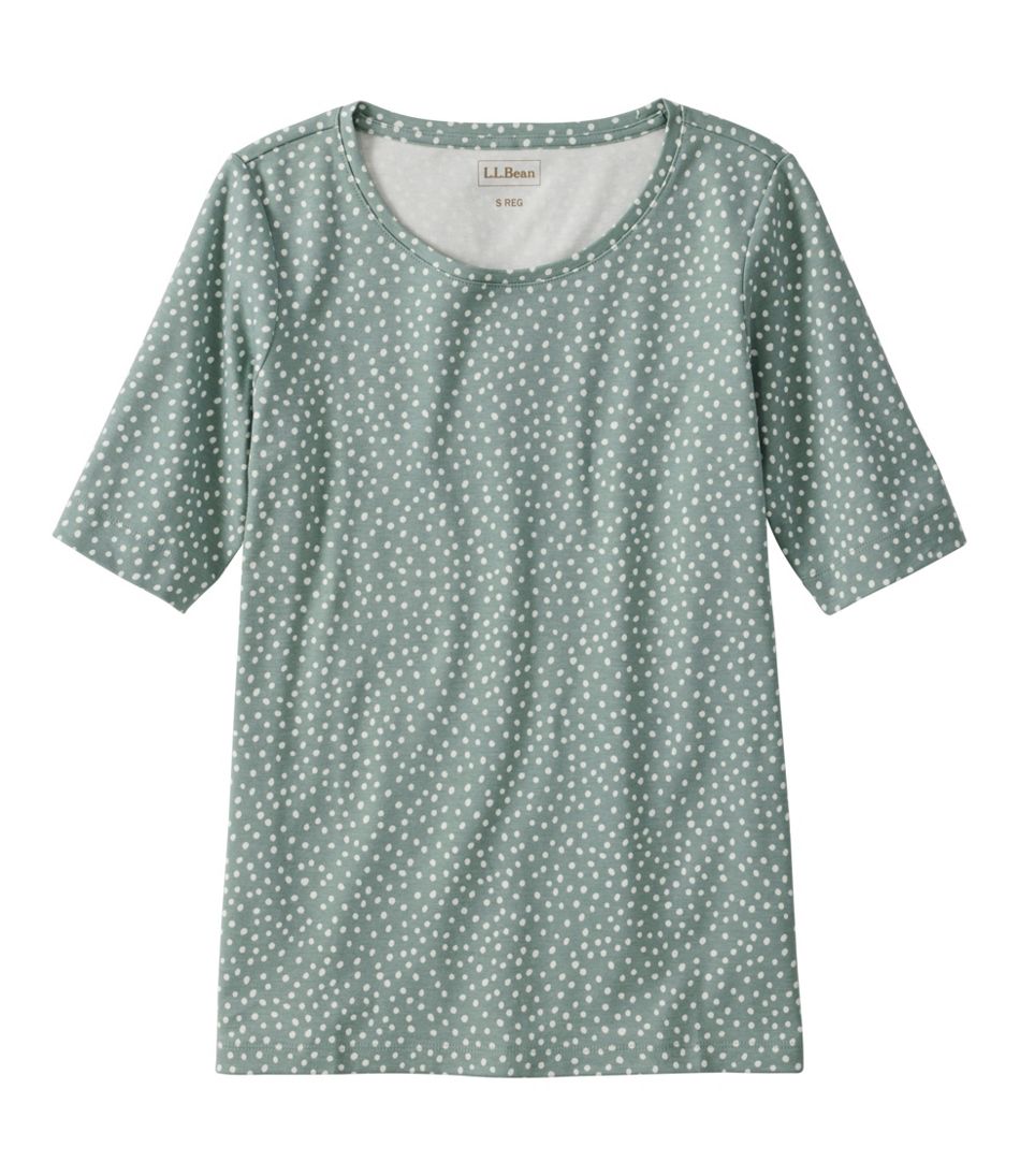Women's L.L.Bean Jewelneck Tee, Elbow-Sleeve Print | L.L.Bean Essential
