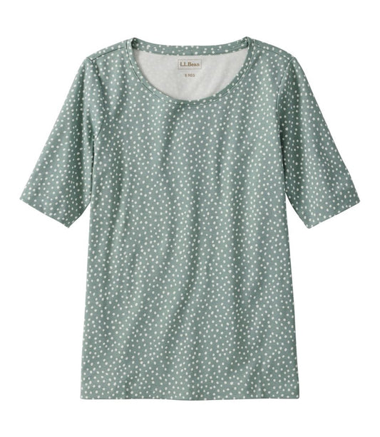 Women's L.L.Bean Jewelneck Tee, Elbow-Sleeve Print | L.L.Bean Essential