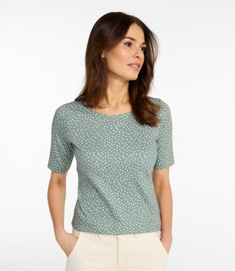 Women's L.L.Bean Jewelneck Tee, Elbow-Sleeve Print | L.L.Bean Essential