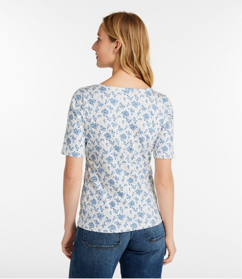 Women's Pima Cotton Tee, Soft Squareneck Elbow-Sleeve | L.L.Bean Featured