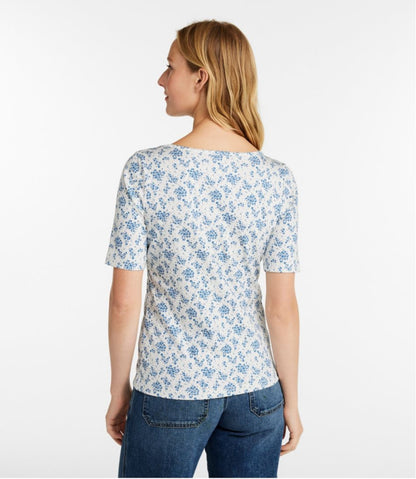 Women's Pima Cotton Tee, Soft Squareneck Elbow-Sleeve | L.L.Bean Featured