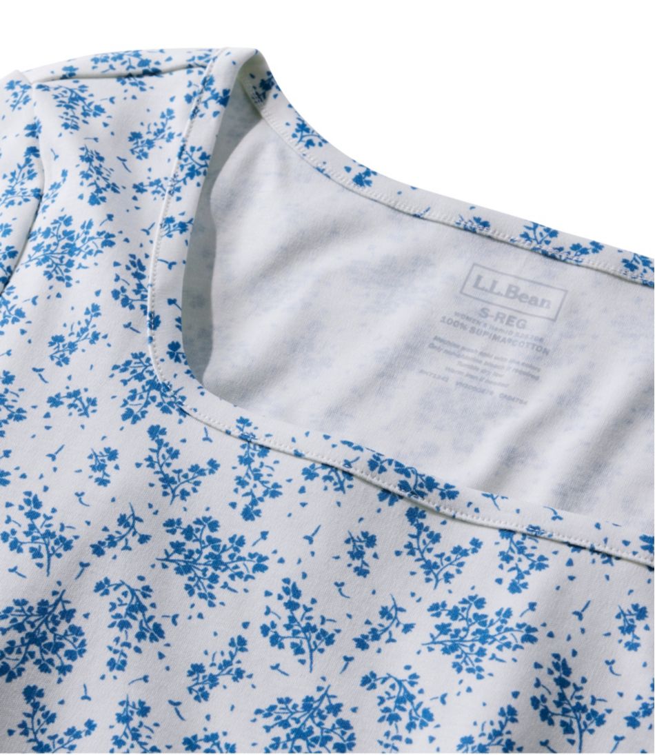 Women's Pima Cotton Tee, Soft Squareneck Elbow-Sleeve | L.L.Bean Featured