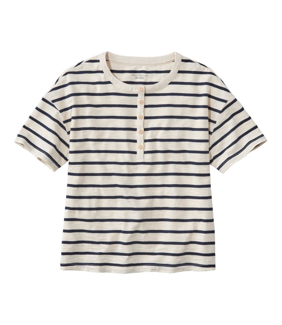 Women's Signature Slub Tee, Short-Sleeve Henley Novelty | L.L.Bean Popular
