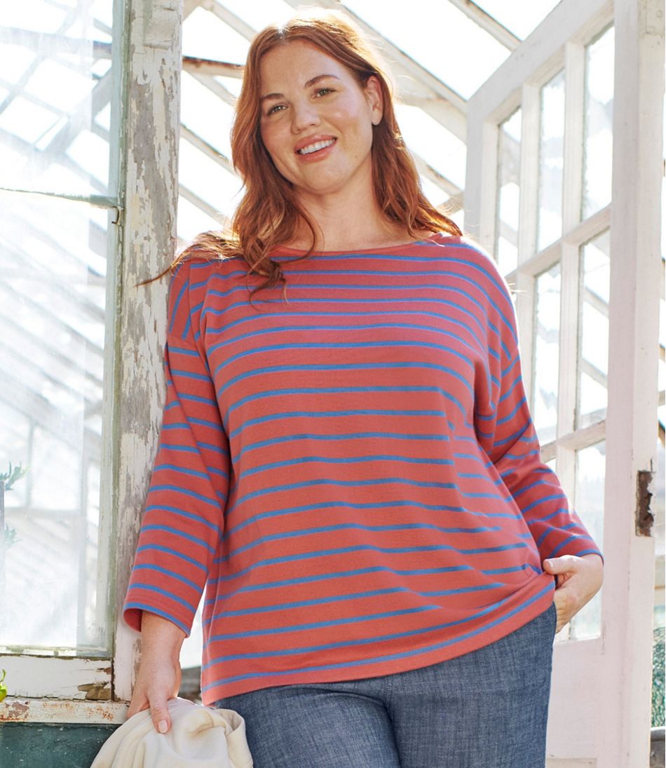 Women's Heritage Mariner Top, Boatneck Three-Quarter-Sleeve Stripe | L.L.Bean Recommended