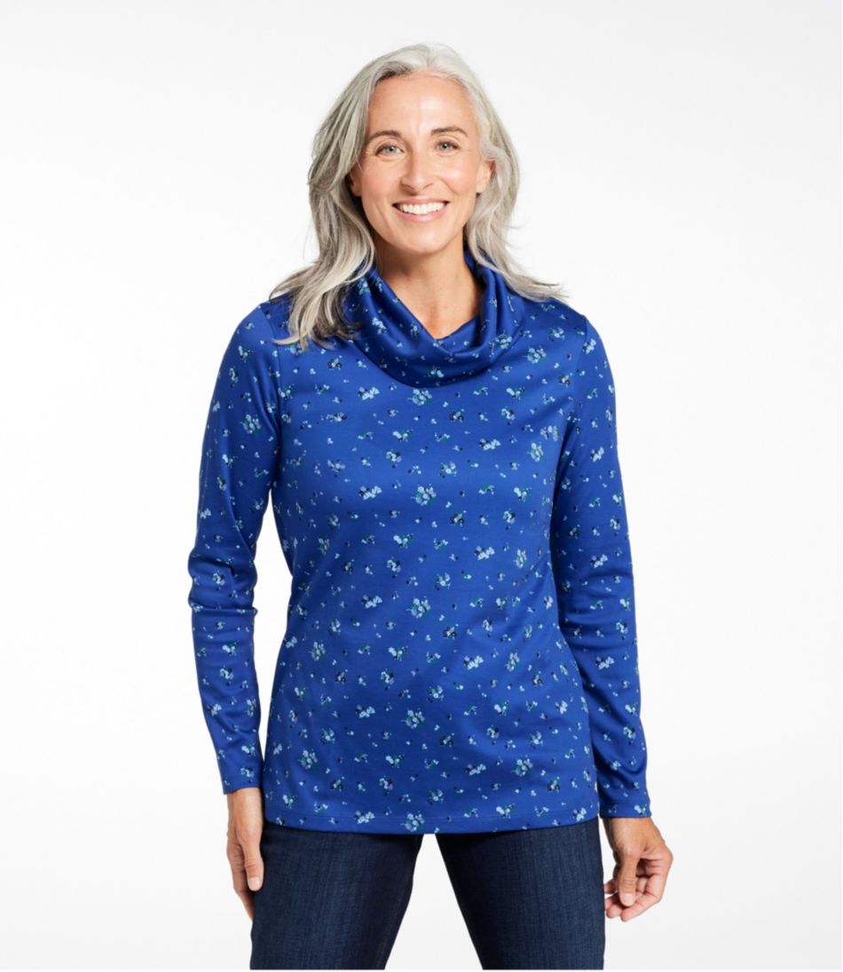 Women's Pima Cotton Tee, Long-Sleeve Cowlneck Print | L.L.Bean Exclusive