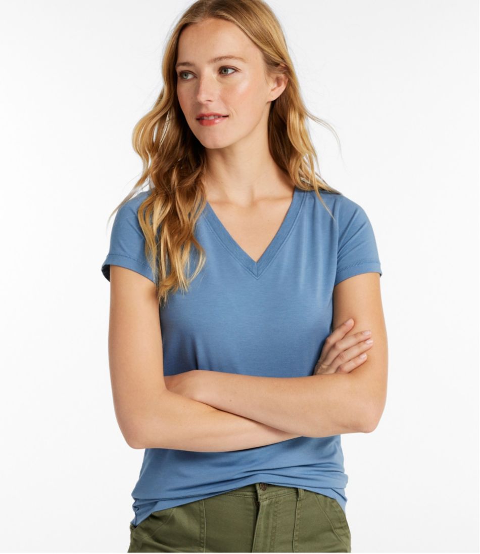 Women's Soft Stretch Supima-Blend Tee, Short-Sleeve V-Neck | L.L.Bean Signature