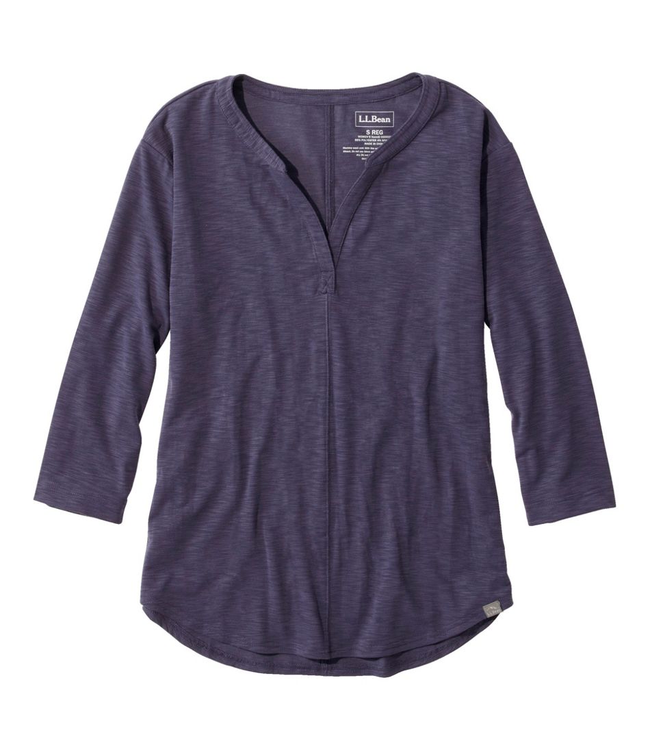 Women's Streamside Tee, Three-Quarter-Sleeve Splitneck | L.L.Bean Essential