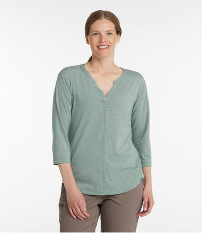 Women's Streamside Tee, Three-Quarter-Sleeve Splitneck | L.L.Bean Essential