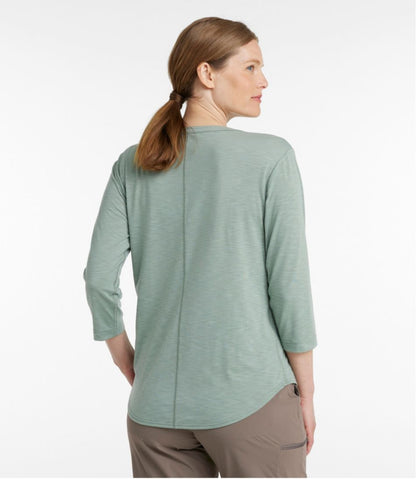Women's Streamside Tee, Three-Quarter-Sleeve Splitneck | L.L.Bean Essential