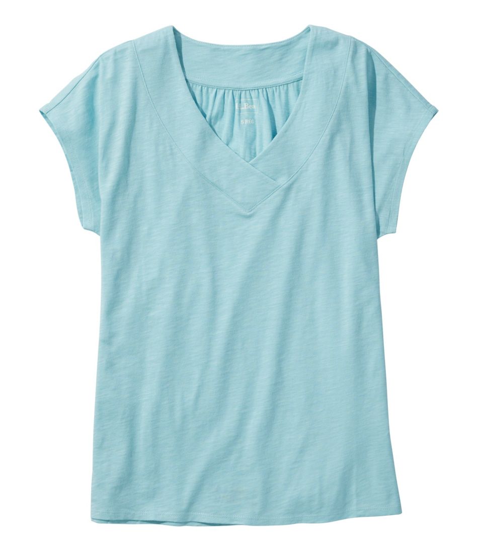 Women's Organic Cotton Tee, V-Neck Cap-Sleeve | L.L.Bean Everyday