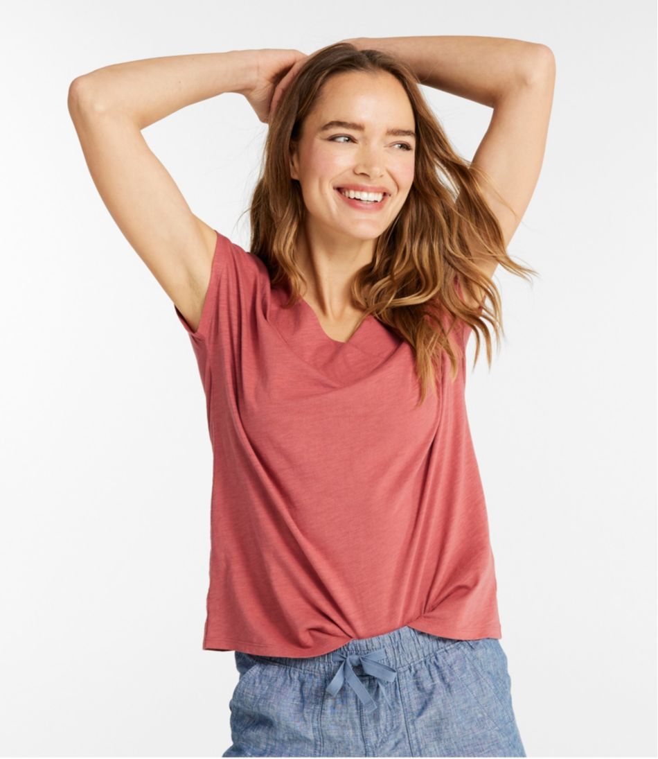 Women's Organic Cotton Tee, V-Neck Cap-Sleeve | L.L.Bean Everyday