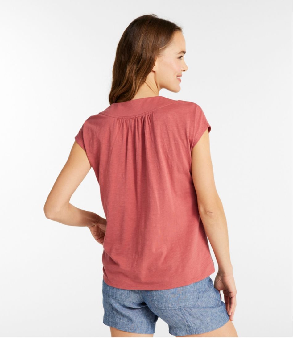 Women's Organic Cotton Tee, V-Neck Cap-Sleeve | L.L.Bean Everyday