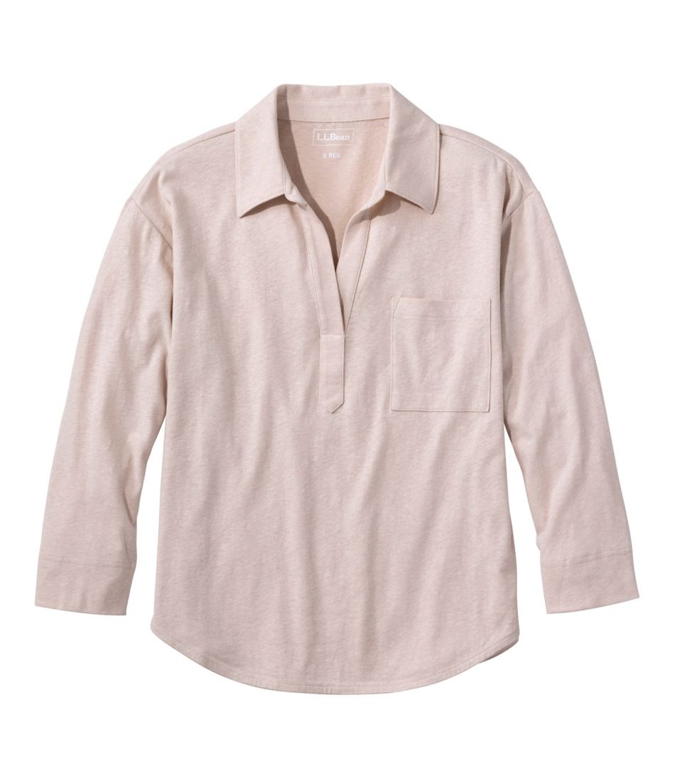 Women's Linen/Cotton Tee, Three-Quarter-Sleeve Splitneck Polo | L.L.Bean Latest