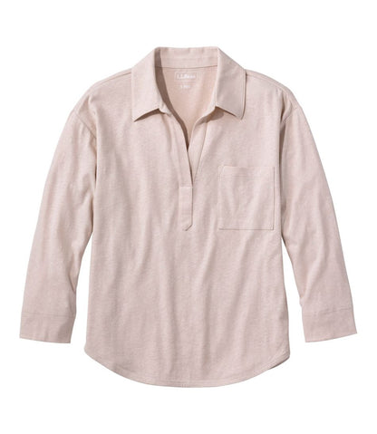 Women's Linen/Cotton Tee, Three-Quarter-Sleeve Splitneck Polo | L.L.Bean Latest