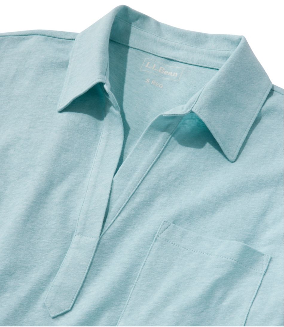 Women's Linen/Cotton Tee, Three-Quarter-Sleeve Splitneck Polo | L.L.Bean Latest