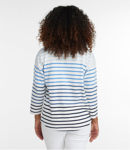 Women's Heritage Mariner Top, Splitneck Polo Three-Quarter-Sleeve Stripe | L.L.Bean Featured