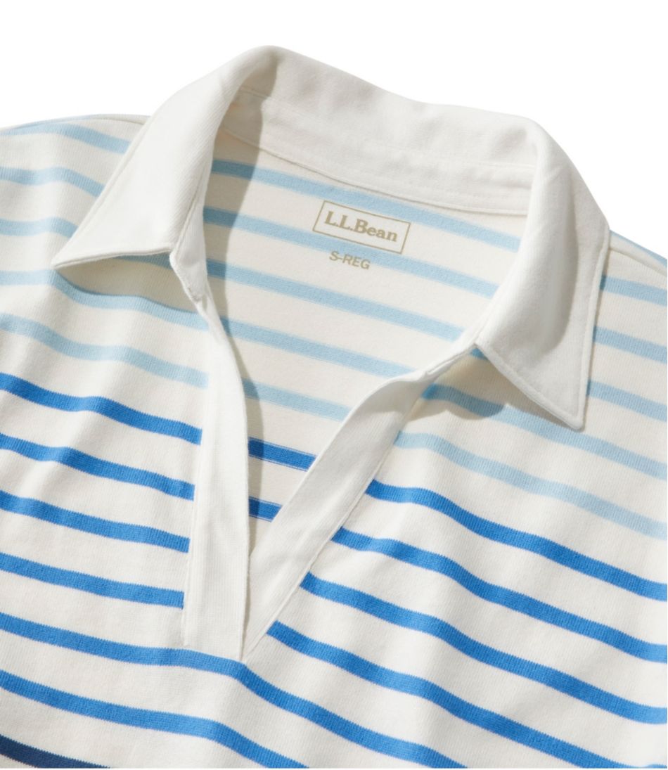 Women's Heritage Mariner Top, Splitneck Polo Three-Quarter-Sleeve Stripe | L.L.Bean Featured