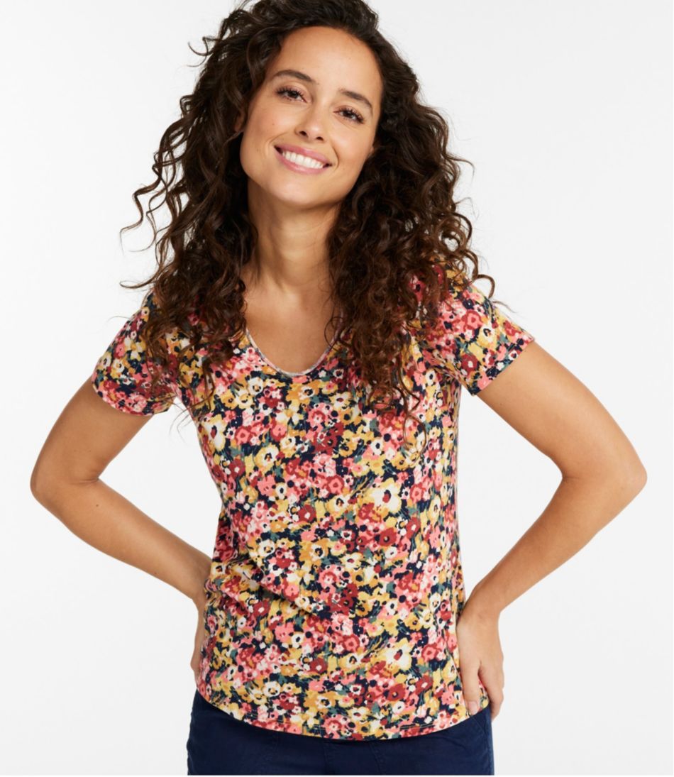 Women's Organic Cotton Tee, V-Neck Short-Sleeve Print | L.L.Bean Trending