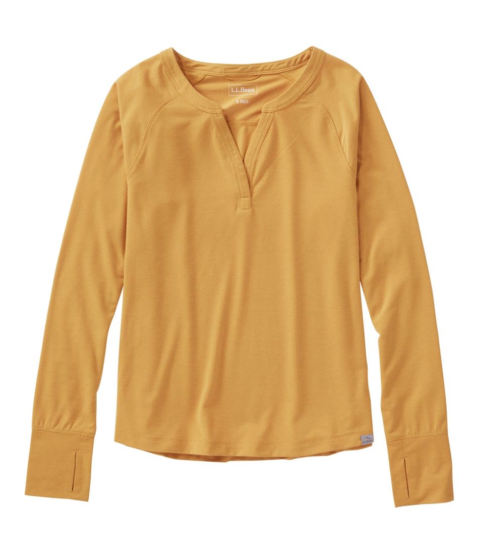 Women's Ribbed Performance Tee, Long-Sleeve Splitneck | L.L.Bean Best Seller