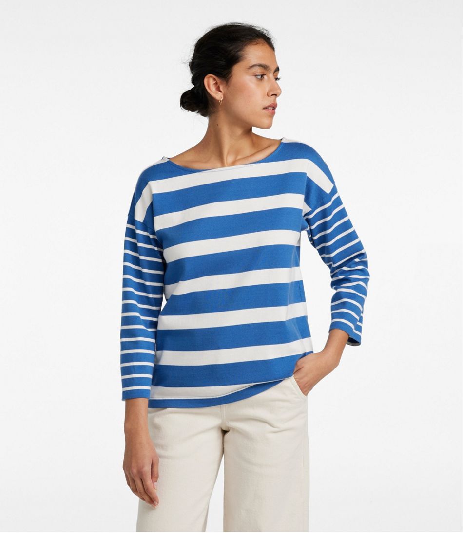 Women's Heritage Mariner Top, Boatneck Three-Quarter-Sleeve Blocked Stripe | L.L.Bean Recommended