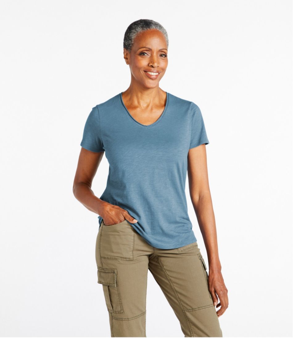 Women's Organic Cotton Tee, V-Neck Short-Sleeve | L.L.Bean Signature
