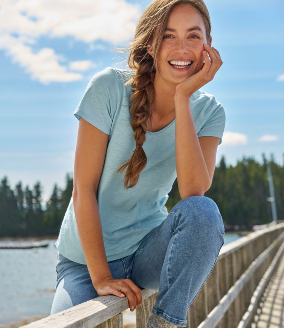Women's Organic Cotton Tee, V-Neck Short-Sleeve | L.L.Bean Signature