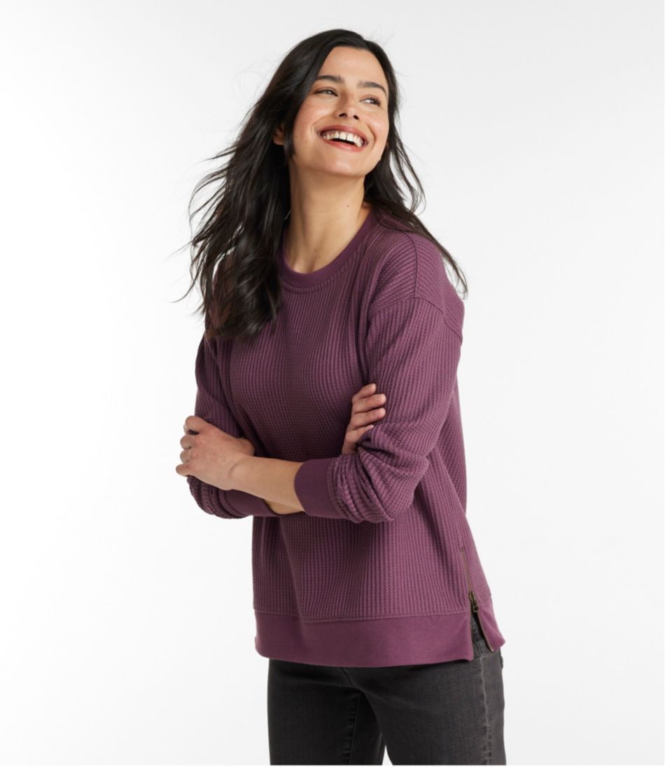 Women's Birchwood Brushed Waffle Top, Crewneck | L.L.Bean Essential