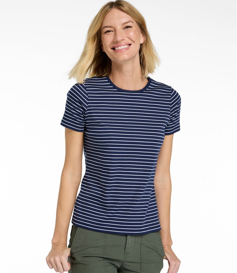Women's Pima Cotton Tee, Short-Sleeve Crewneck Stripe | L.L.Bean Everyday