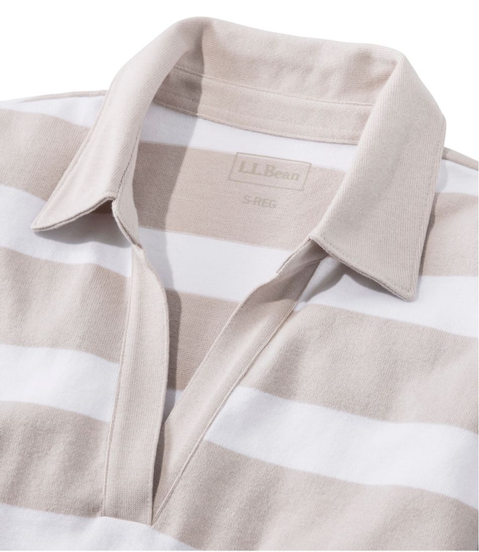 Women's Heritage Mariner Top, Splitneck Polo Three-Quarter-Sleeve, Block Stripe | L.L.Bean Popular