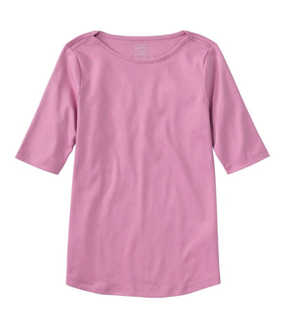 Women's Pima Cotton Tee, Elbow-Sleeve Boatneck | L.L.Bean Value