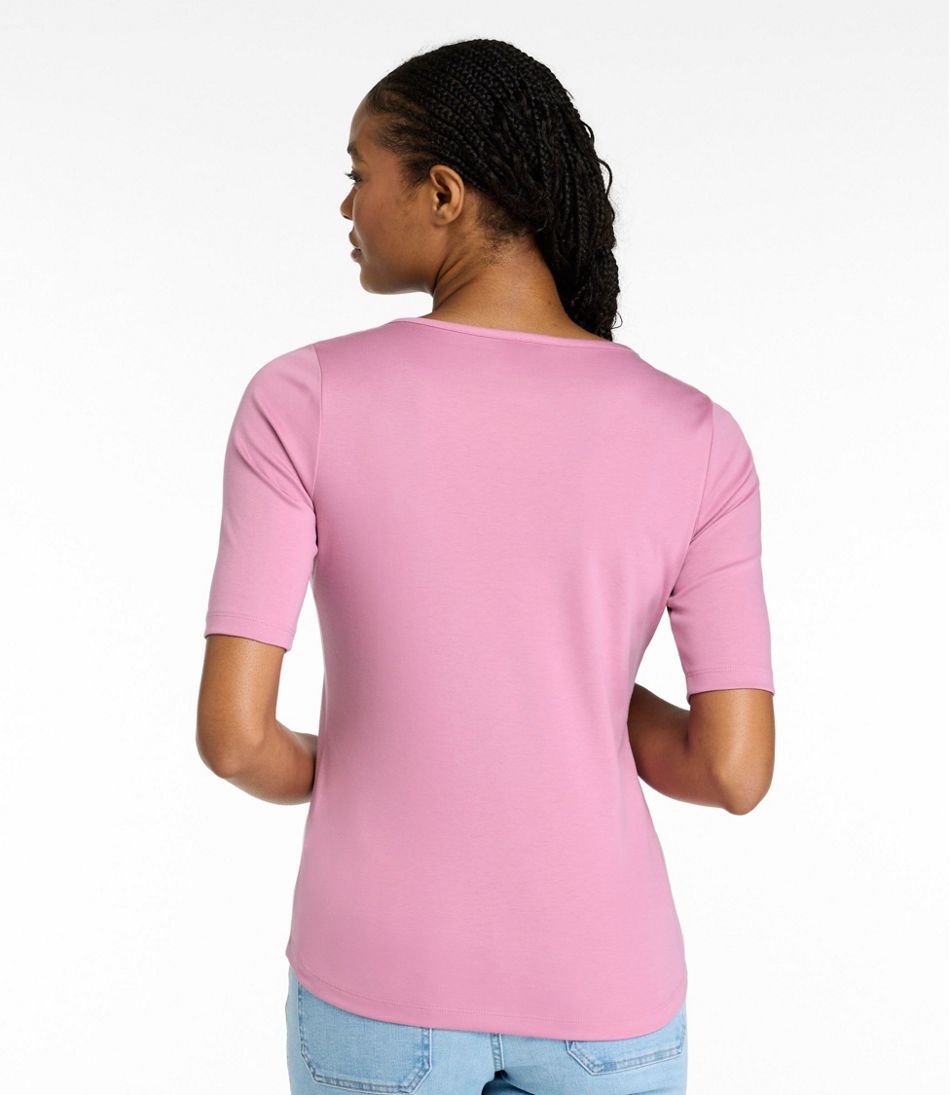 Women's Pima Cotton Tee, Elbow-Sleeve Boatneck | L.L.Bean Value