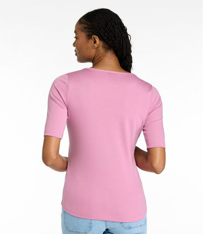 Women's Pima Cotton Tee, Elbow-Sleeve Boatneck | L.L.Bean Value