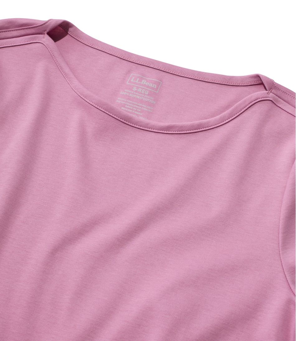 Women's Pima Cotton Tee, Elbow-Sleeve Boatneck | L.L.Bean Value