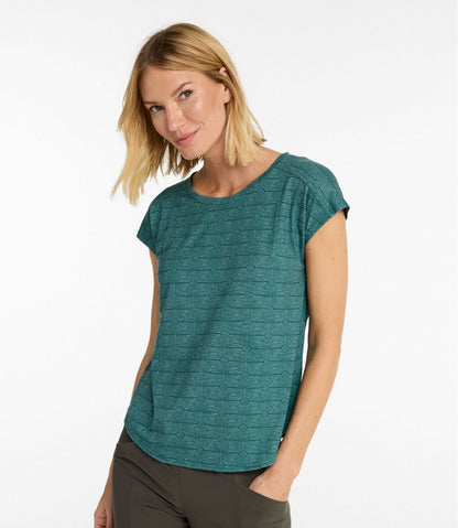 Women's Streamside Tee, Short-Sleeve Ruched Crew Print | L.L.Bean Great Value