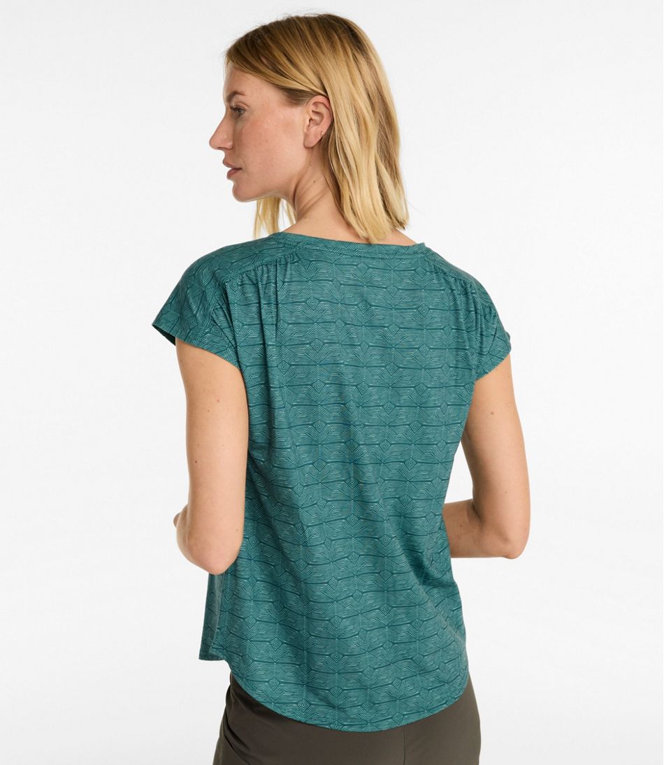 Women's Streamside Tee, Short-Sleeve Ruched Crew Print | L.L.Bean Great Value