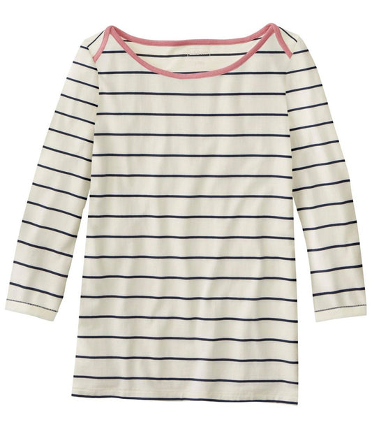 Women's Soft Stretch Supima-Blend Tee, Three-Quarter-Sleeve Boatneck Stripe | L.L.Bean Trending
