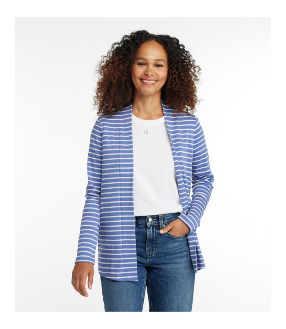 Women's Pima Cotton Open Cardigan, With Pockets Stripe | L.L.Bean Best Seller