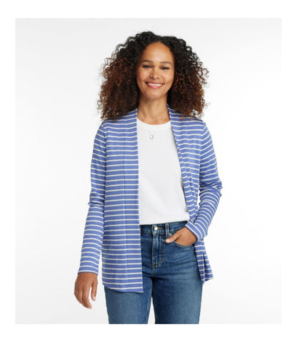 Women's Pima Cotton Open Cardigan, With Pockets Stripe | L.L.Bean Best Seller