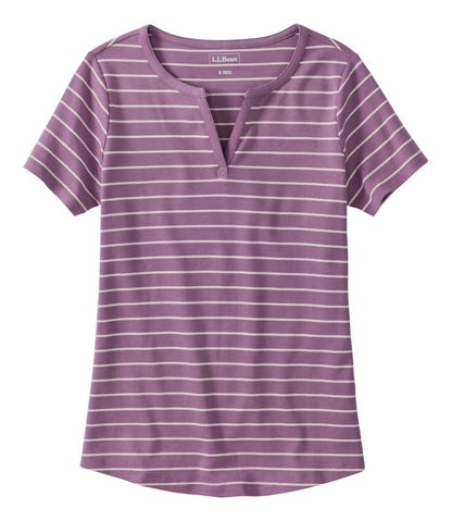 Women's L.L.Bean Tee, Short-Sleeve Notch-Neck Stripe | L.L.Bean Exclusive