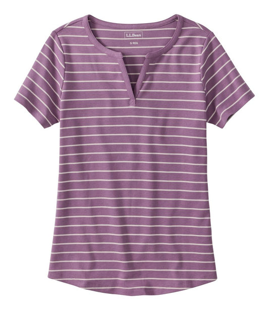 Women's L.L.Bean Tee, Short-Sleeve Notch-Neck Stripe | L.L.Bean Exclusive