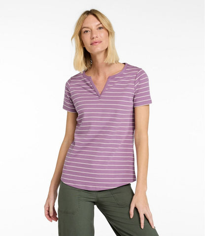 Women's L.L.Bean Tee, Short-Sleeve Notch-Neck Stripe | L.L.Bean Exclusive