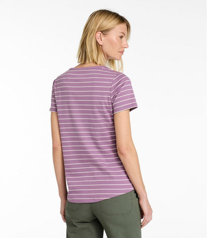 Women's L.L.Bean Tee, Short-Sleeve Notch-Neck Stripe | L.L.Bean Exclusive