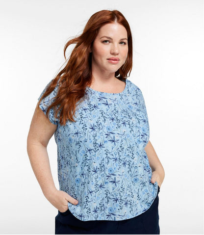 Women's Linen/Cotton Tee, Short-Sleeve Scoopneck Print | L.L.Bean Featured