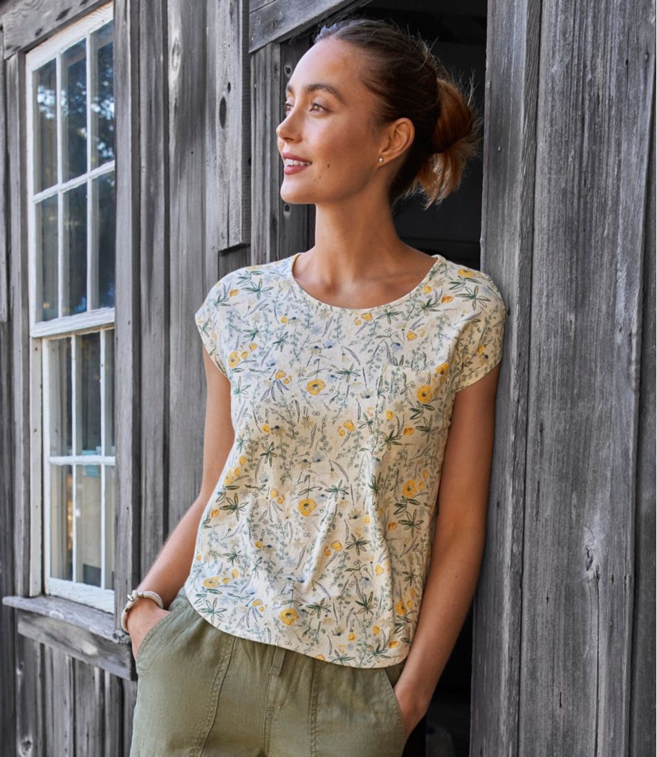 Women's Linen/Cotton Tee, Short-Sleeve Scoopneck Print | L.L.Bean Featured