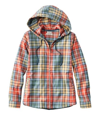 Women's Scotch Plaid Flannel Shirt, Relaxed Zip Hoodie | L.L.Bean Essential
