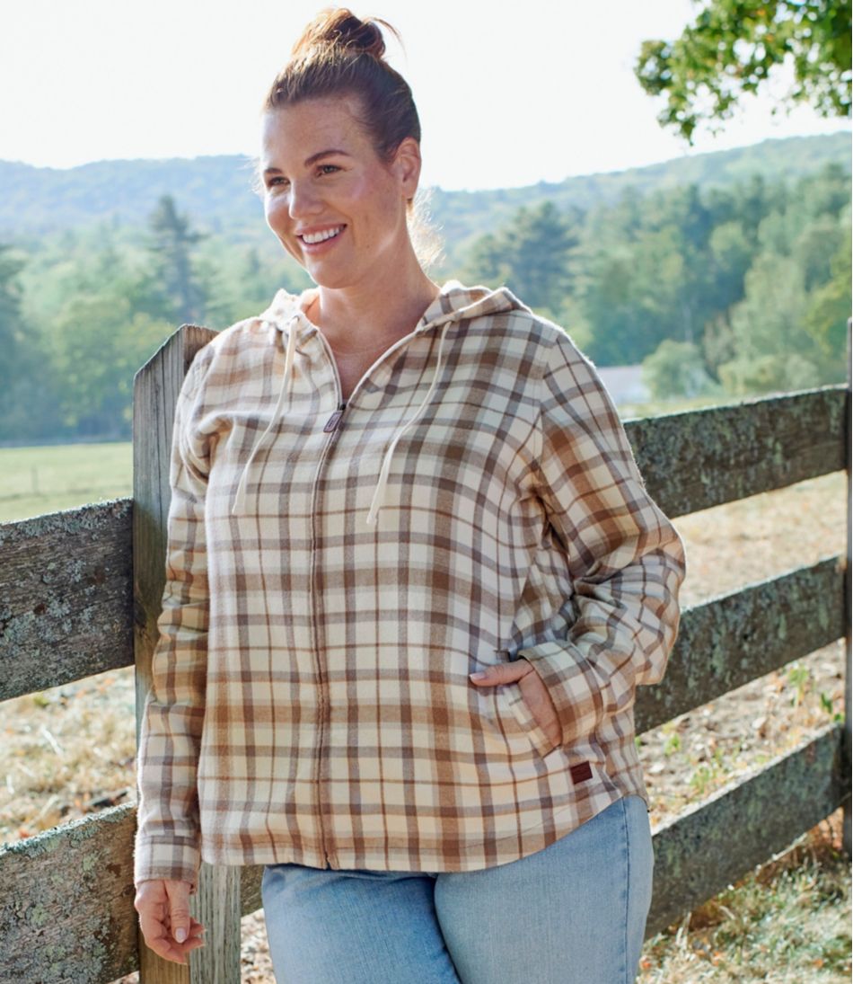Women's Scotch Plaid Flannel Shirt, Relaxed Zip Hoodie | L.L.Bean Essential